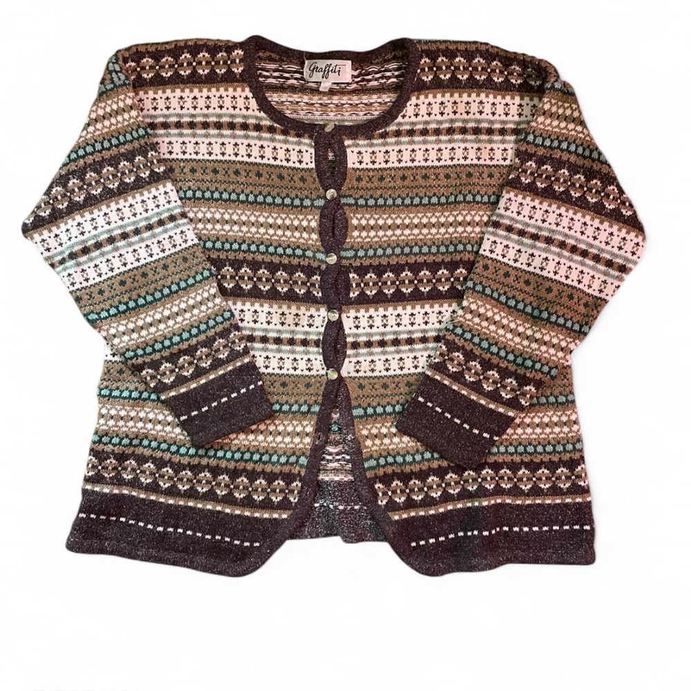Graffiti Vintage size medium Women's Cardigan cottagecore cotton
